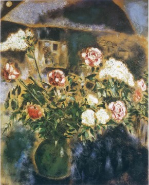 Pfingstrosen und Flieder Zeitgenosse Marc Chagall Ölgemälde